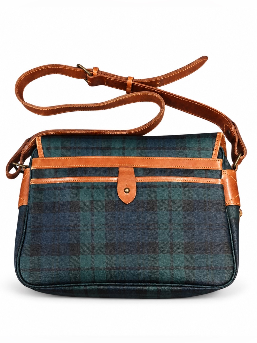 RALPH LAUREN Black Watch Plaid Crossbody Weekend Messenger Laptop Shoulder Bag - Picture 2 of 16